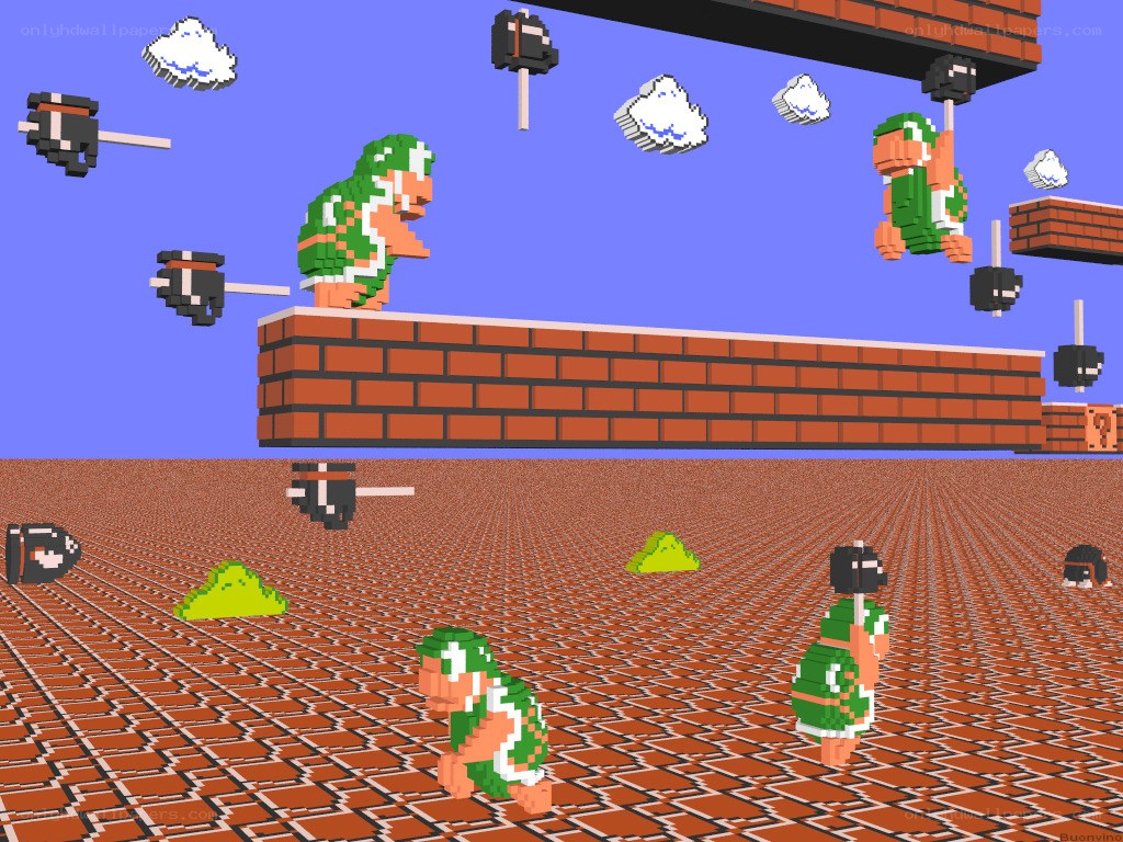 Mario game scene with Goombas