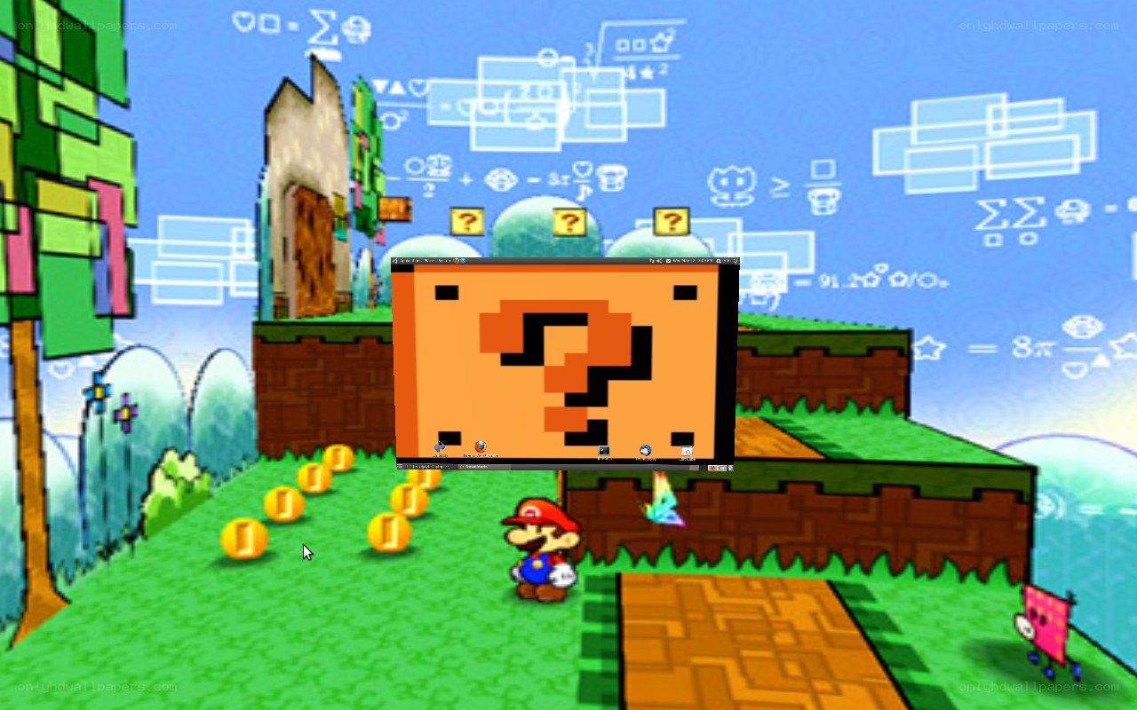 Mario game with desktop overlay