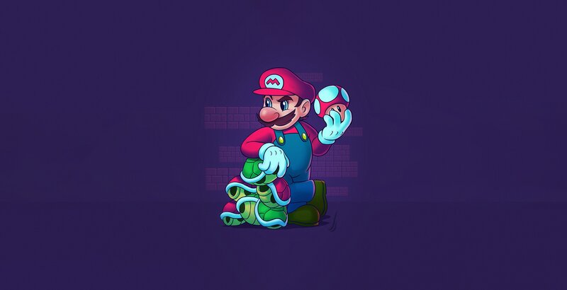 Mario Holding a Mushroom — Purple