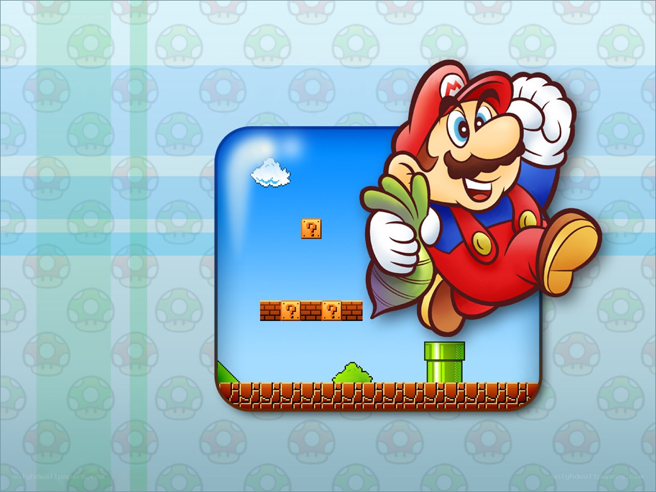 Mario holding a power-up