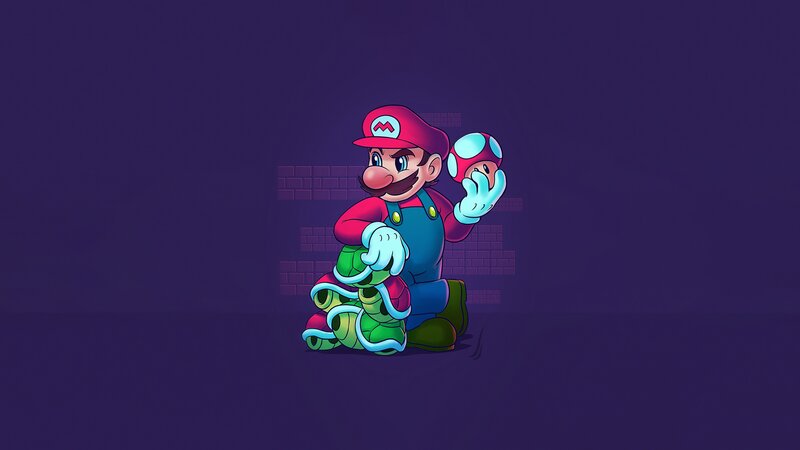 Mario Holding a Turtle — Purple