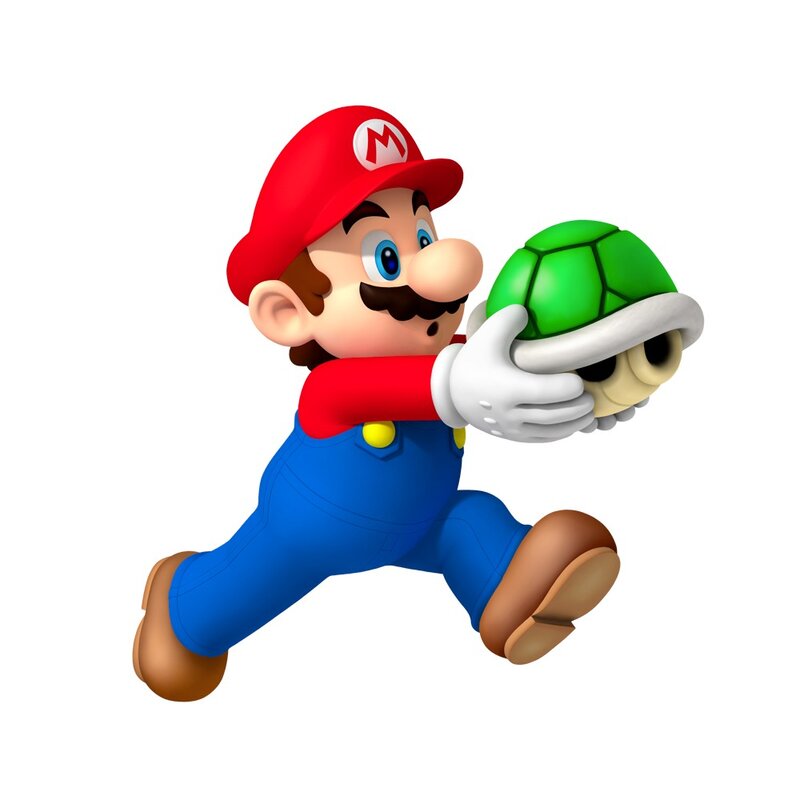 Mario Holding a Turtle — Red, Playful