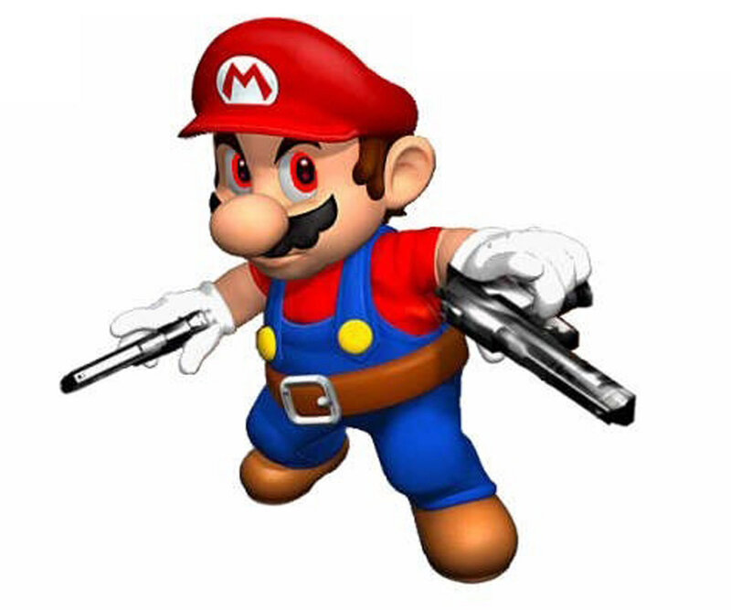 Mario Holding Guns