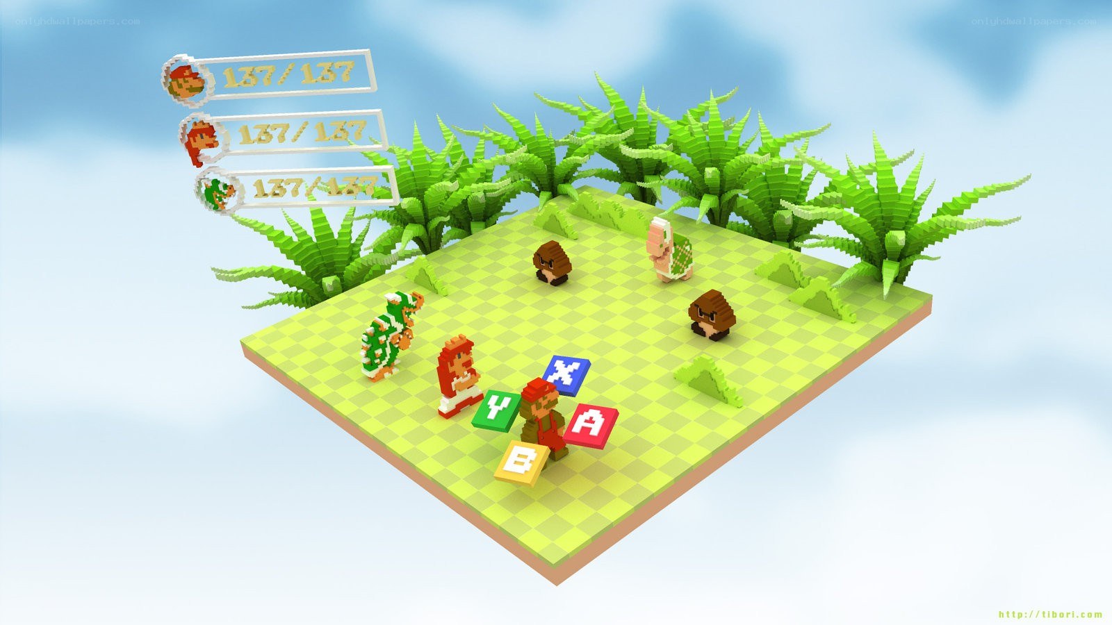 Mario in a blocky world