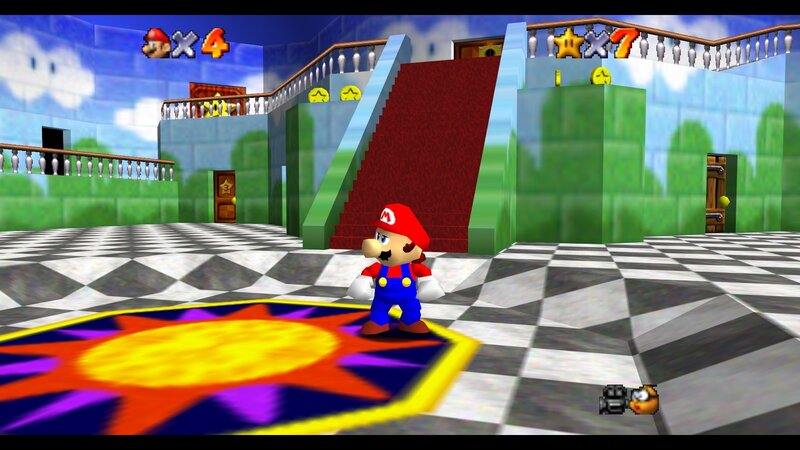 Mario in a checkered hall