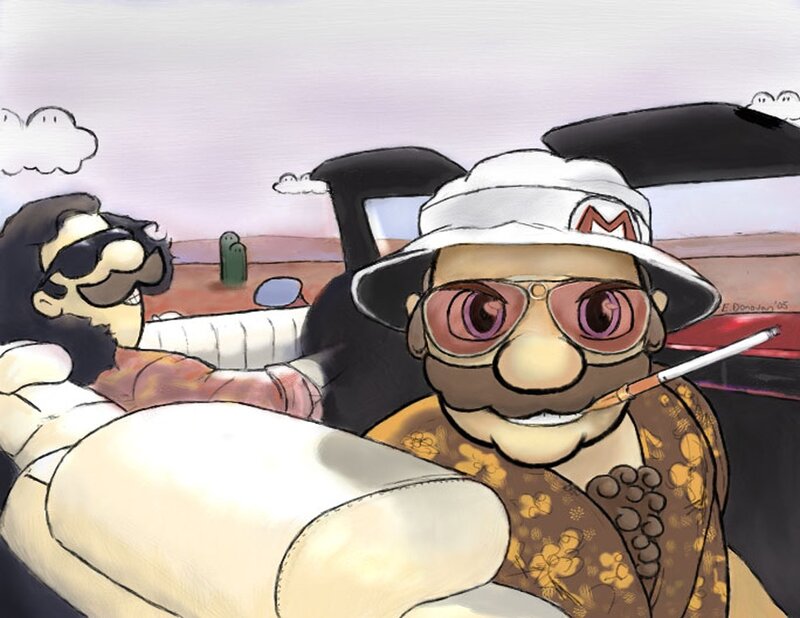 Mario in a convertible