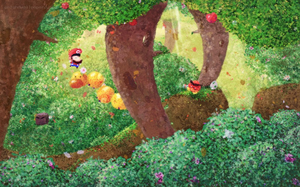 Mario in a forest scene