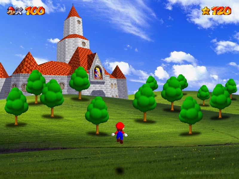 Mario in a green field