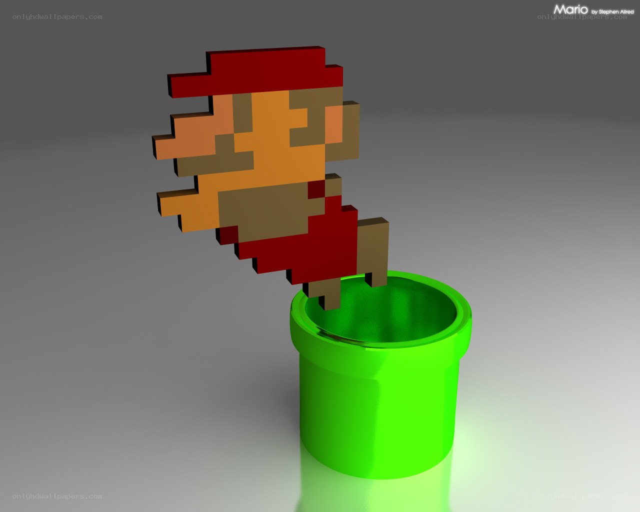 Mario in a green pipe