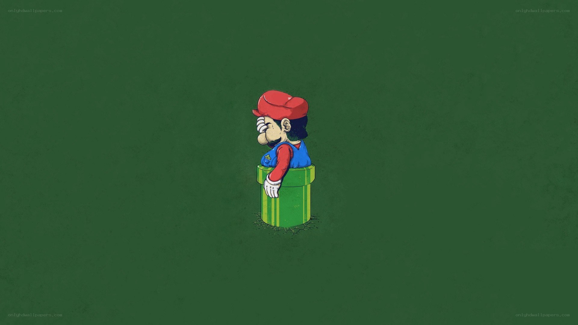 Mario in a green pipe