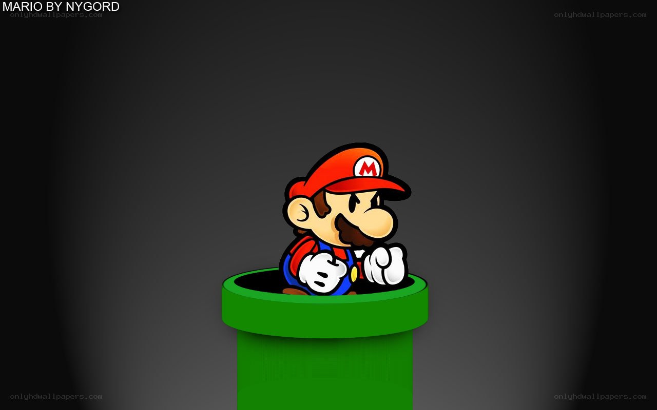 Mario in a green pipe
