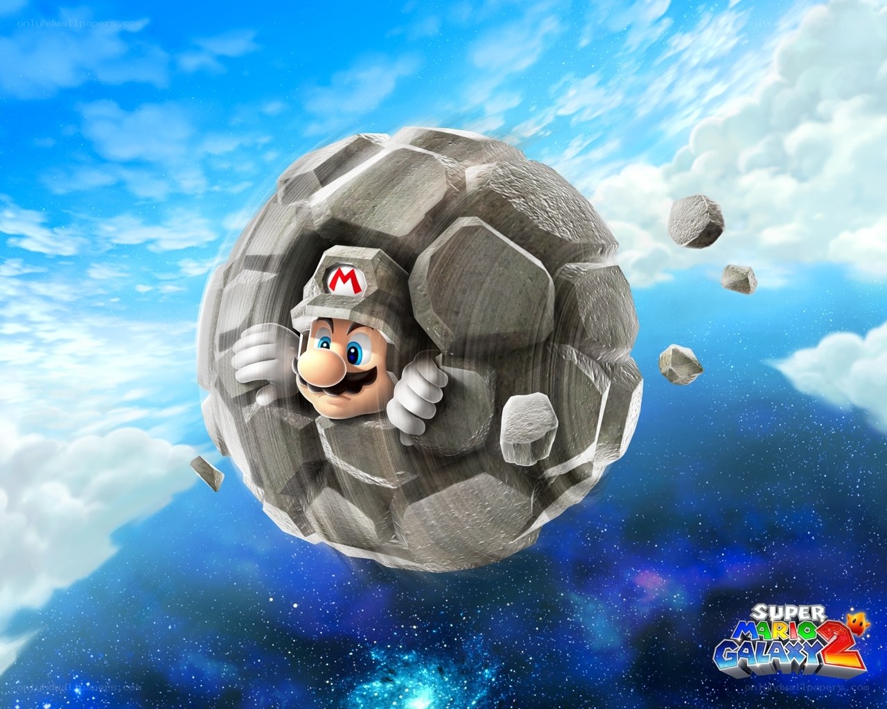Mario in a stone ball