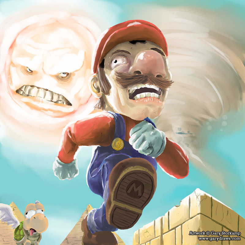 Mario in a storm