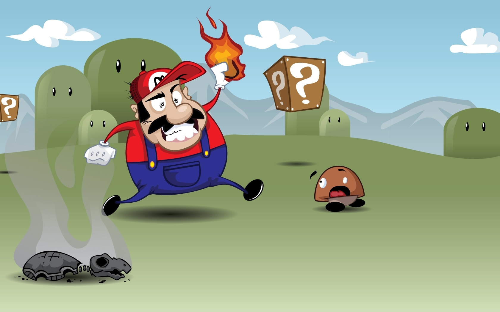 Mario in fiery action