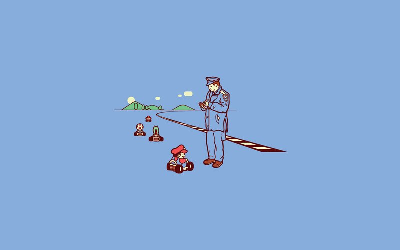 Mario in Go-kart Race — Blue, Calm