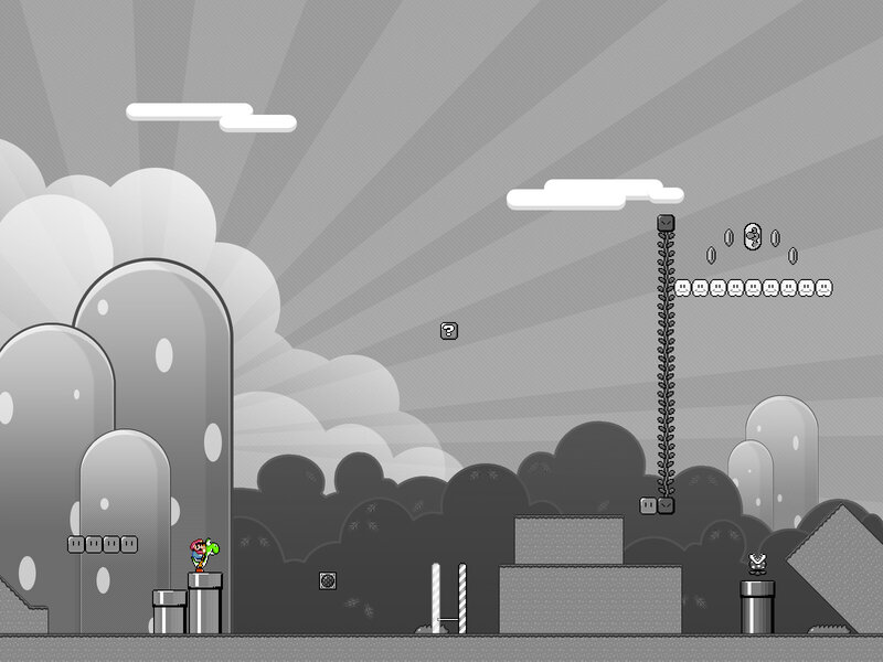 Mario in grayscale world