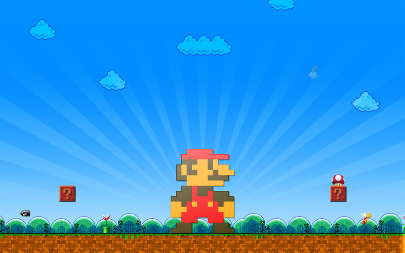 Mario in pixel art style