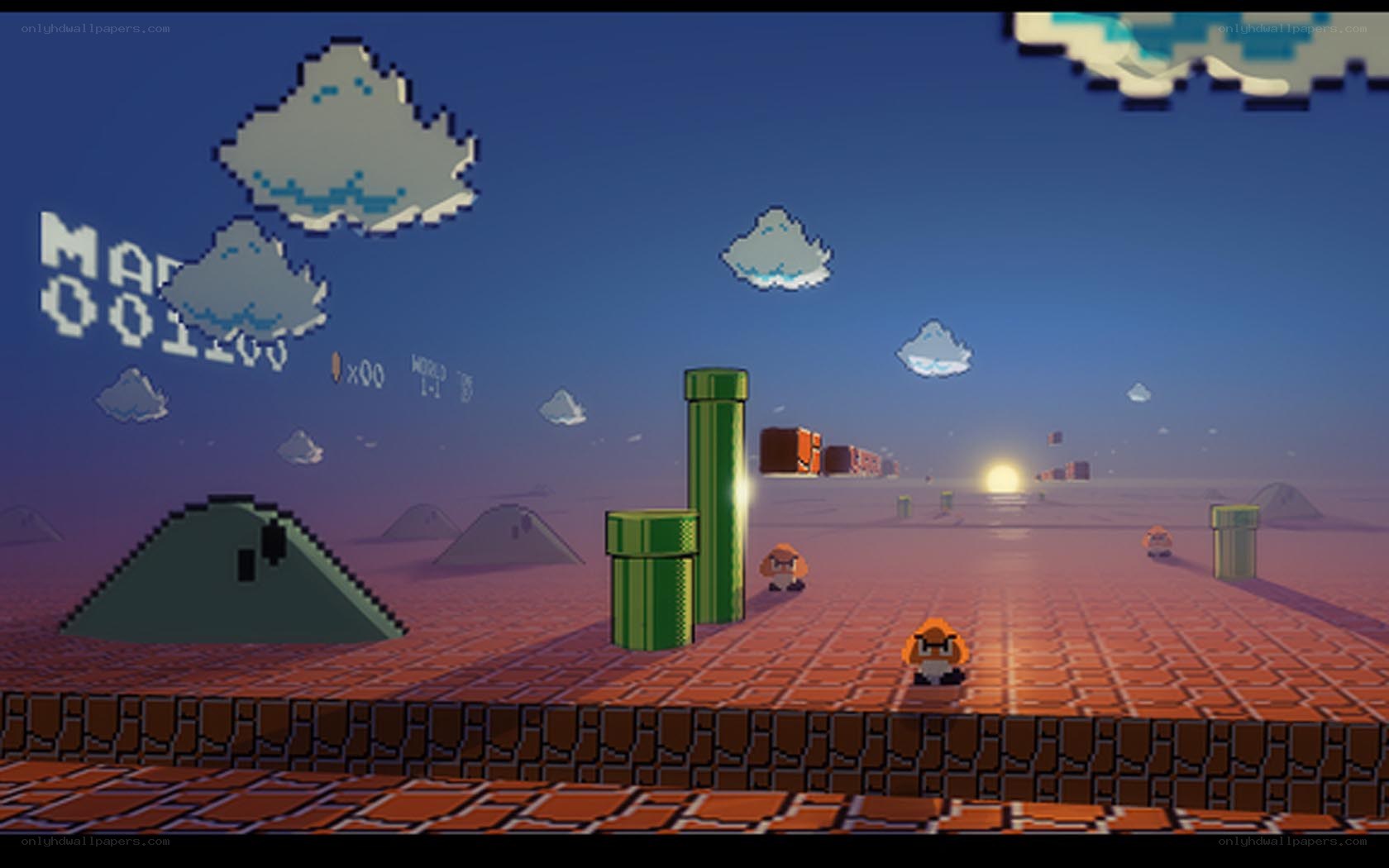 Mario in pixel art world
