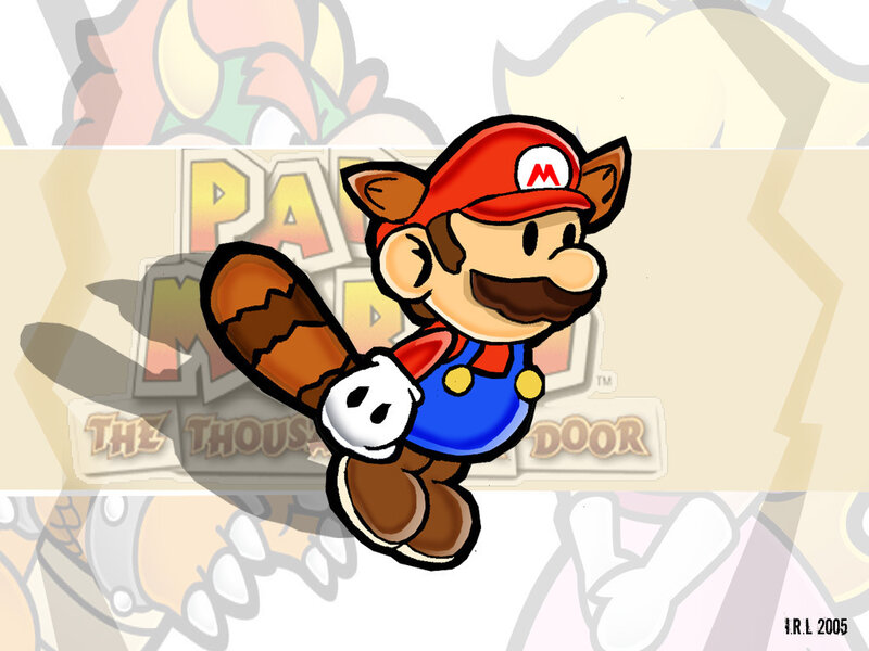 Mario in raccoon form
