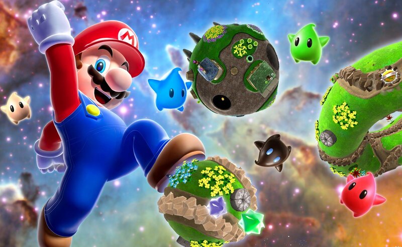 Mario in Space — Blue, Adventurous, 3d Render, Planets, Stars