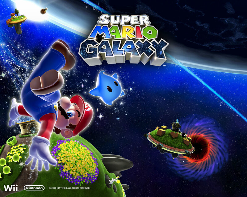 Mario in Space — Blue, Adventurous, Night, Digital Art, Blue Star