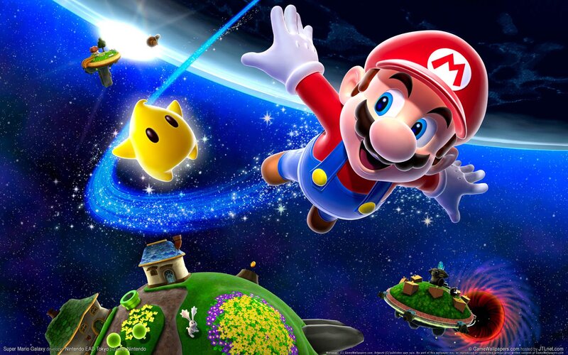 Mario in Space — Blue, Adventurous, Night, Digital Art, Star