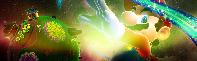 Mario in space with planet
