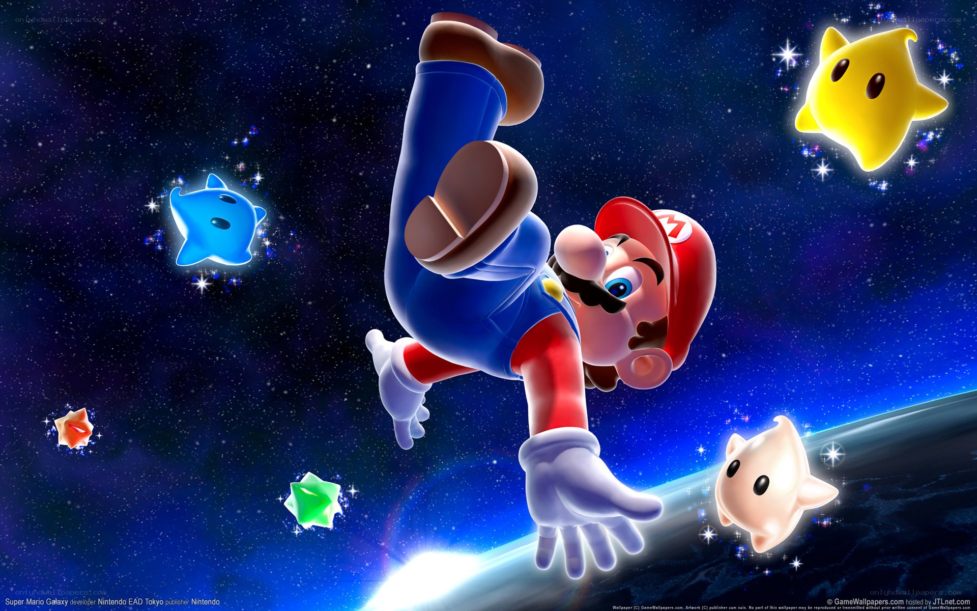 Mario in space with stars