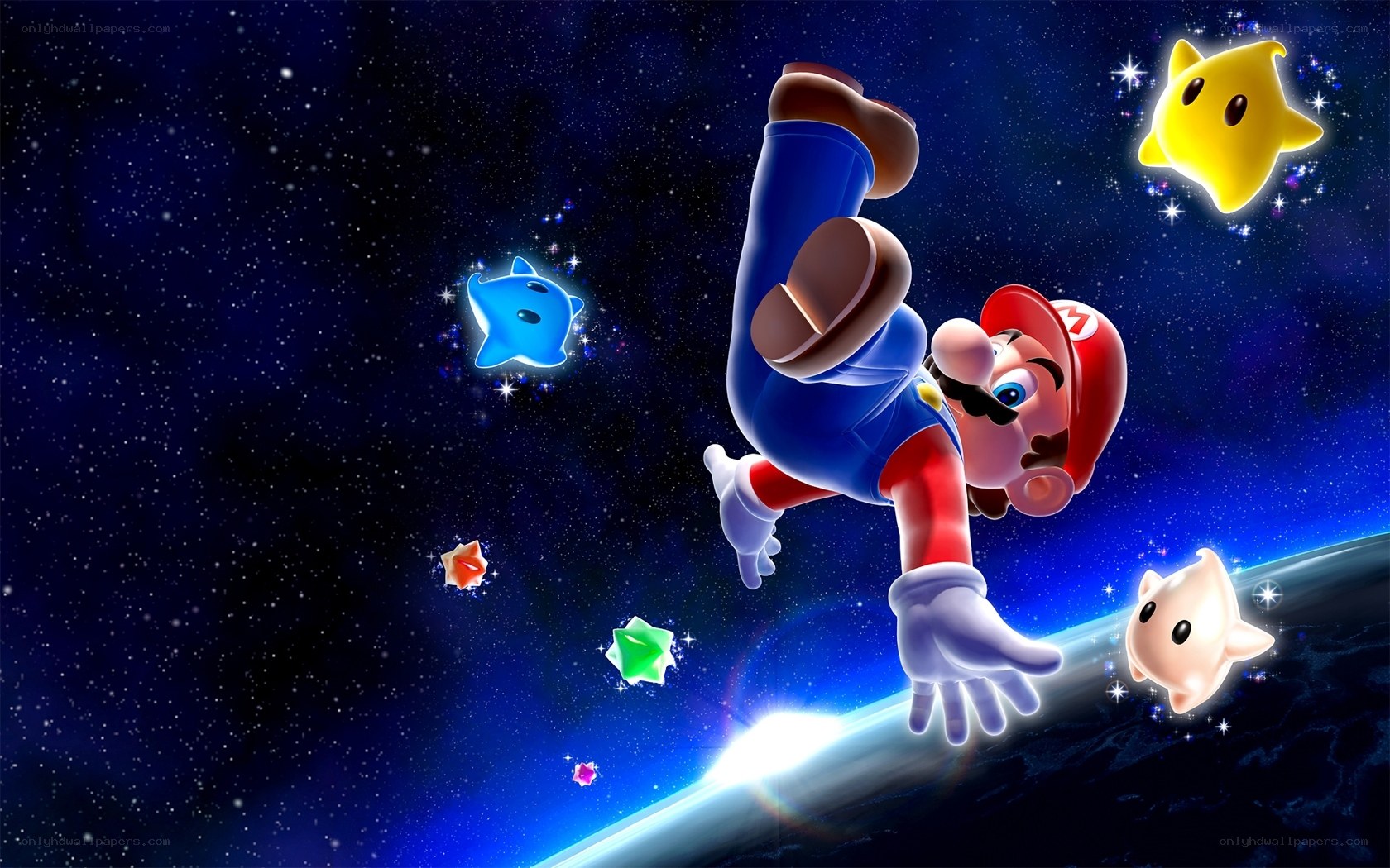 Mario in space with stars