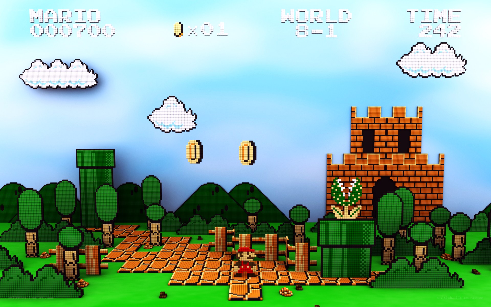 Mario in World 8-1