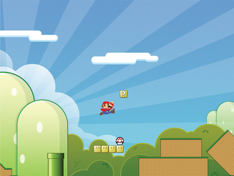 Mario Jumping in Game — Blue