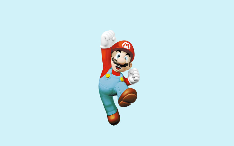 Mario jumping in joy