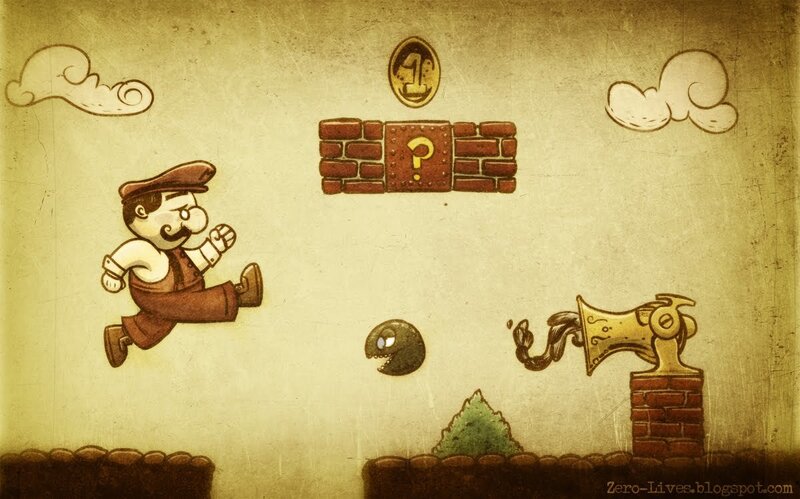 Mario jumping in vintage style