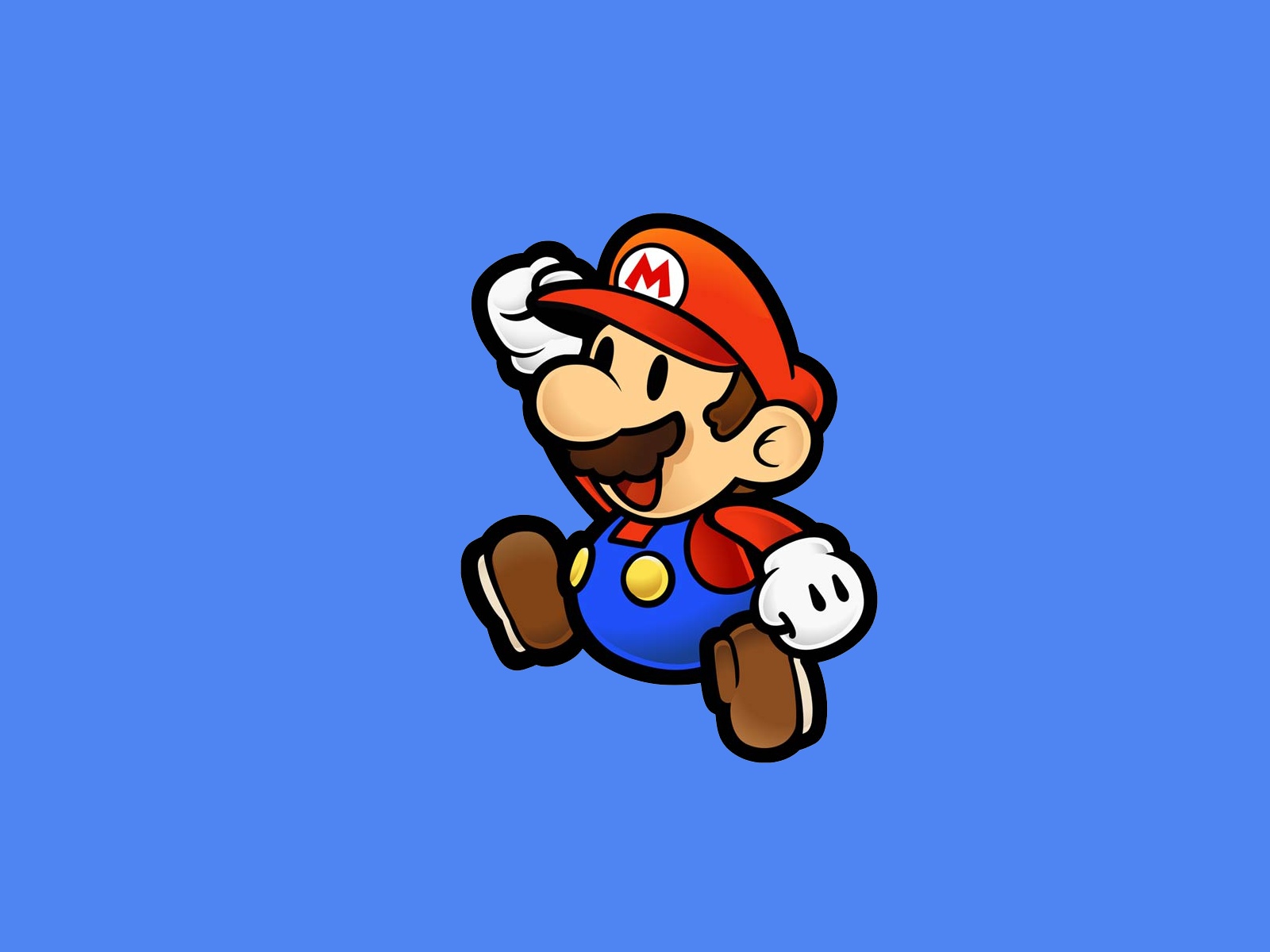 Mario jumping on blue background