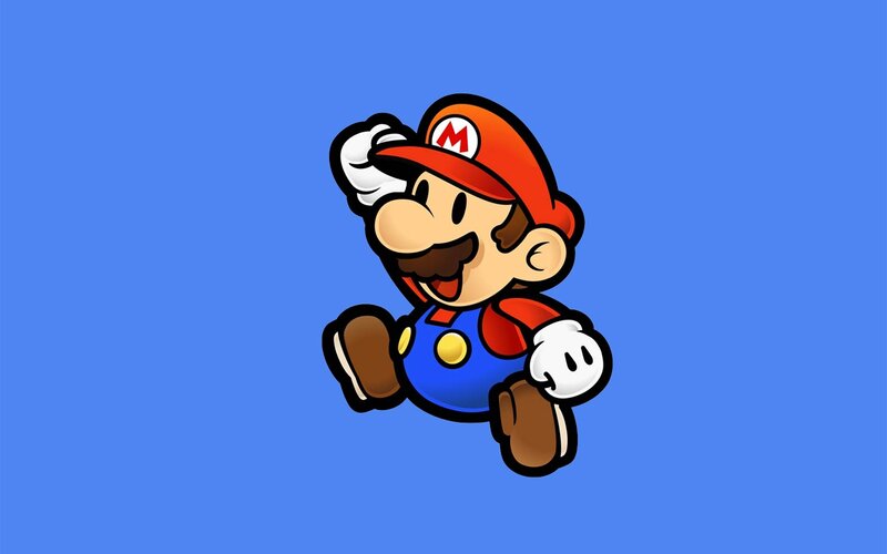 Mario jumping on blue