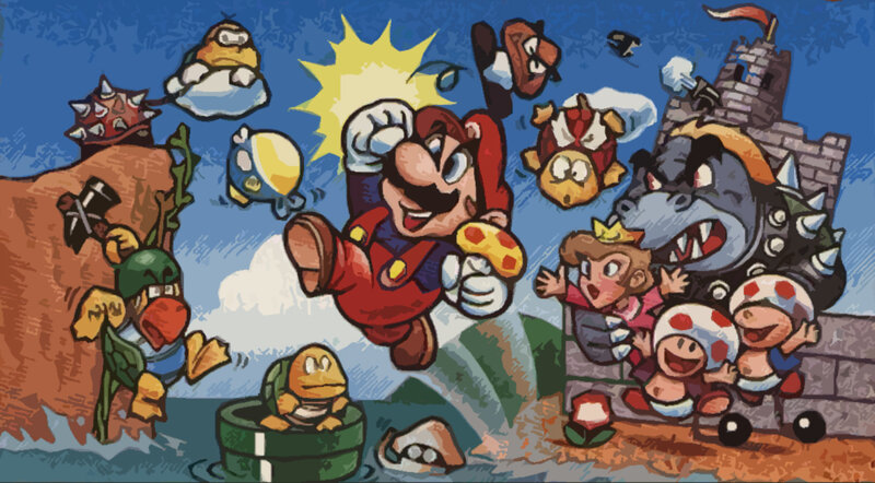 Mario Jumping with Enemies