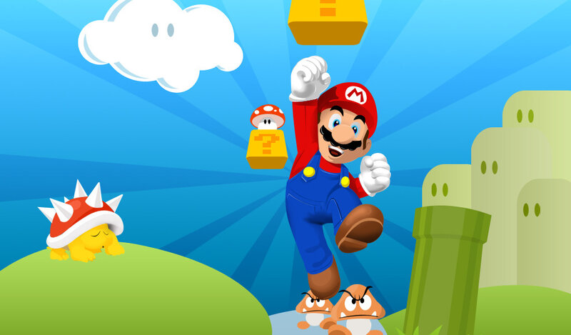 Mario jumping with question block