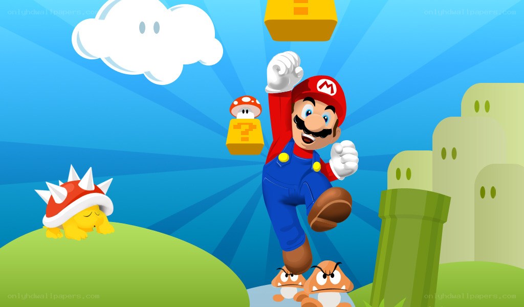 Mario jumping with question block
