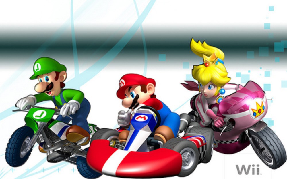 Mario Kart characters racing