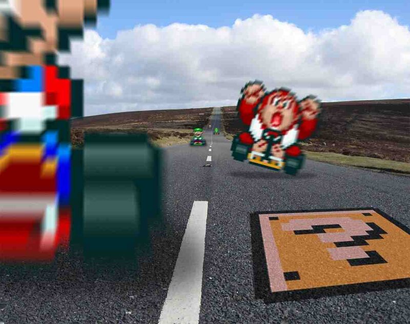 Mario Kart on a country road