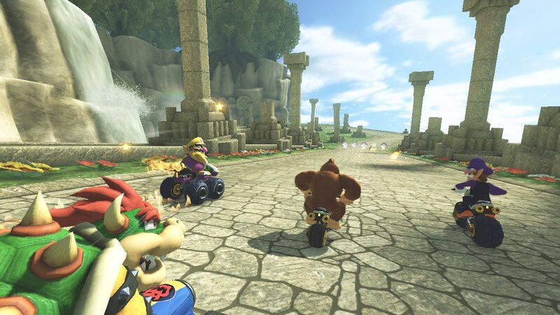 Mario Kart race on ancient ruins
