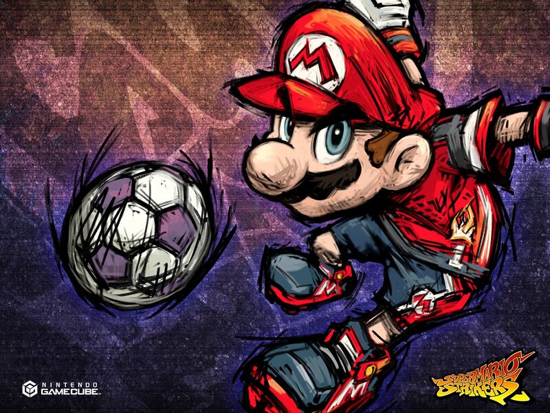 Mario kicking a soccer ball