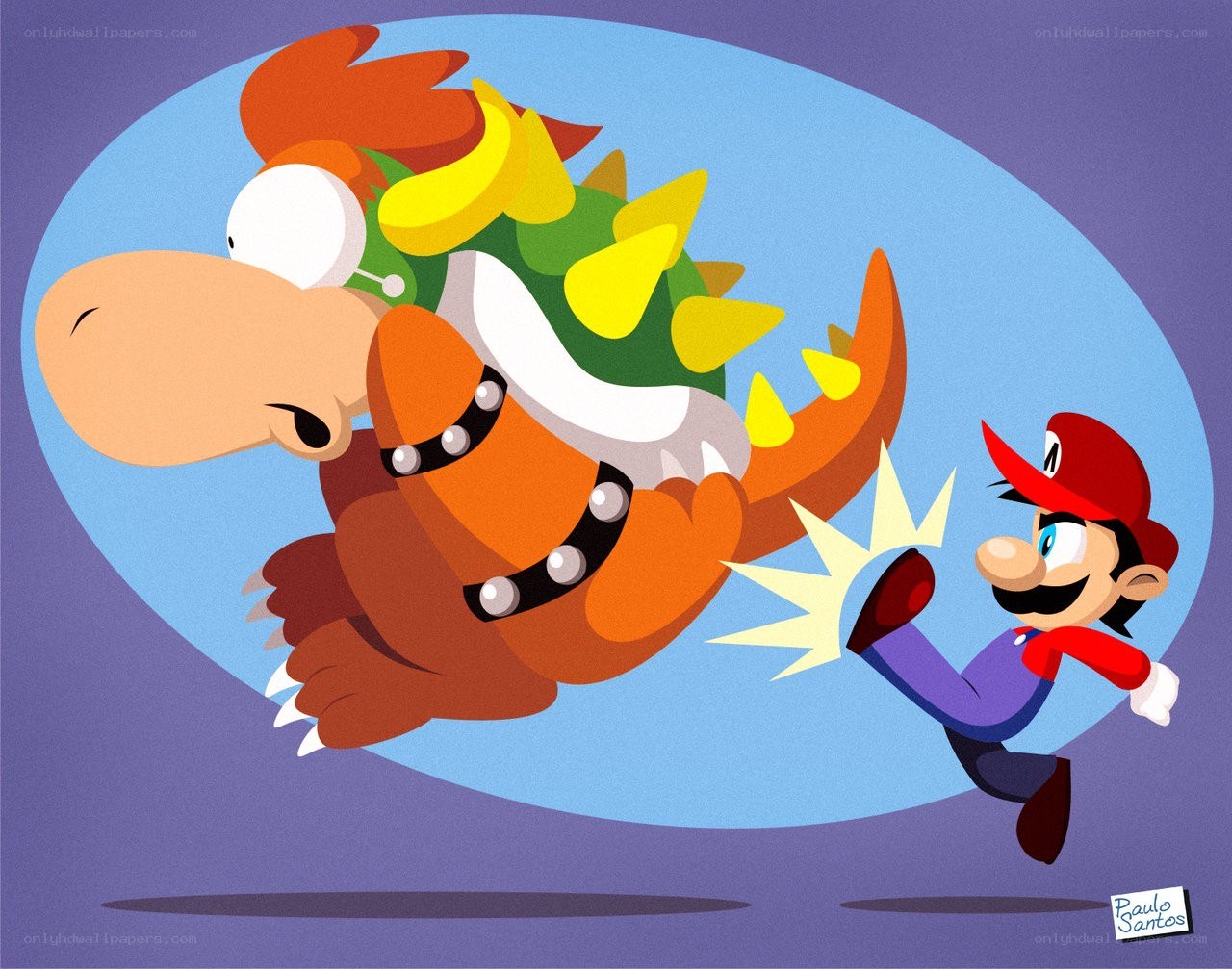 Mario kicks Bowser