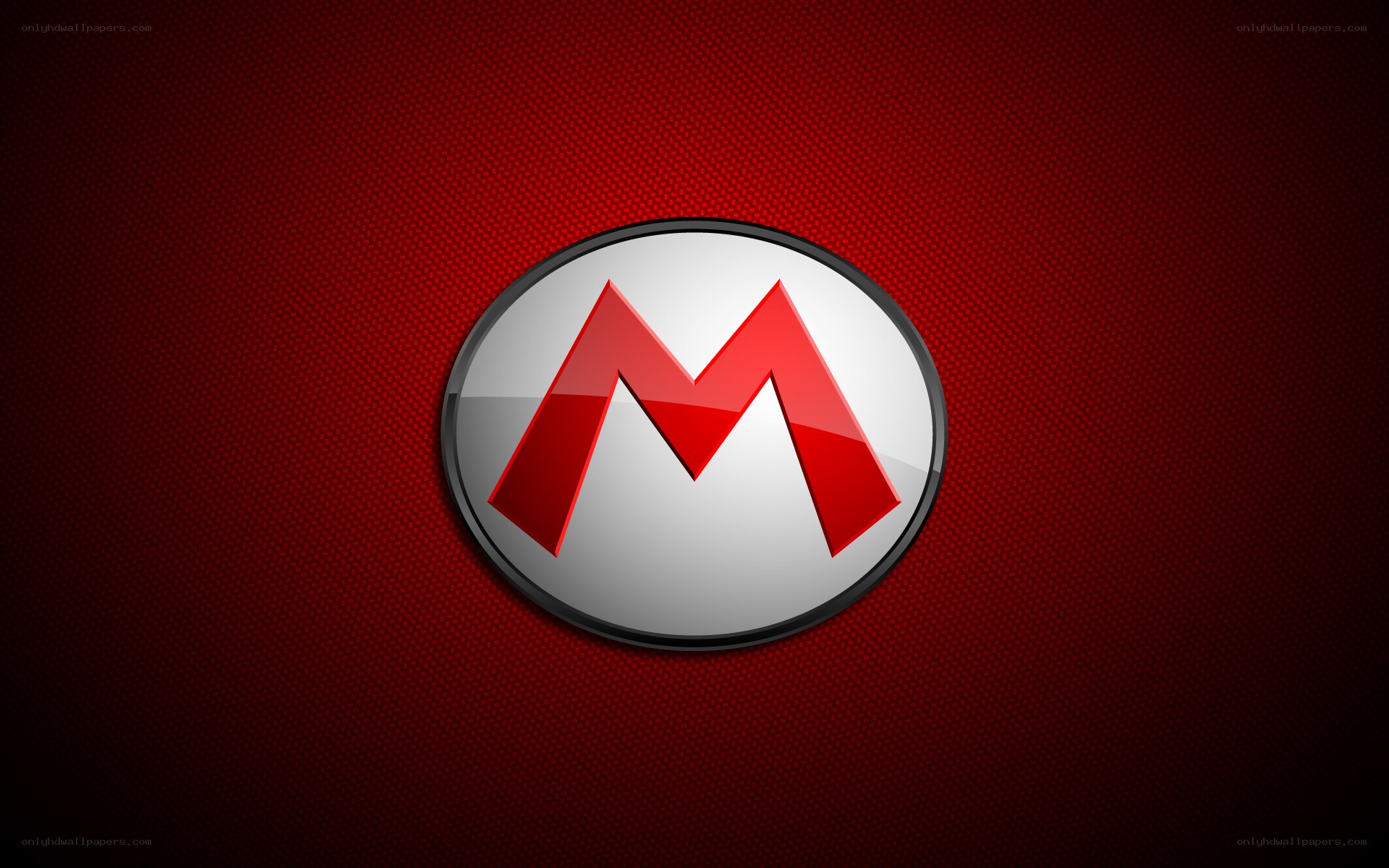 Mario logo on red background