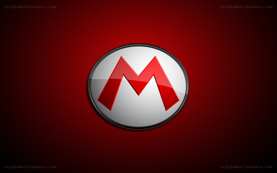 Mario logo on red background