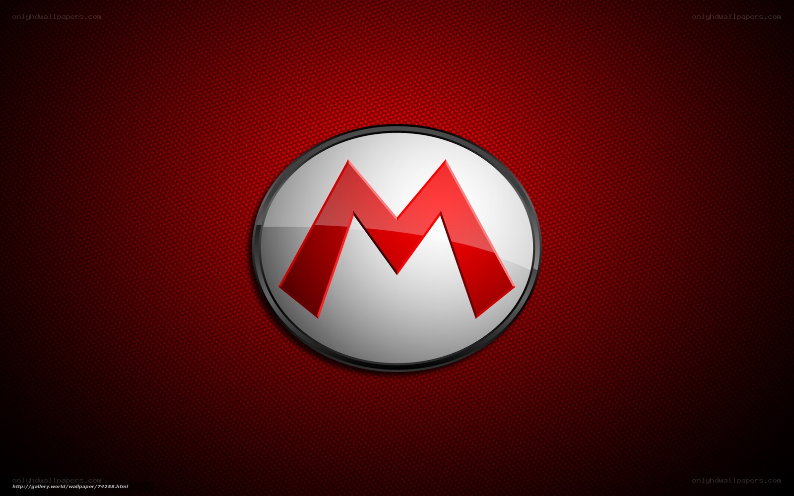 Mario M logo on red background