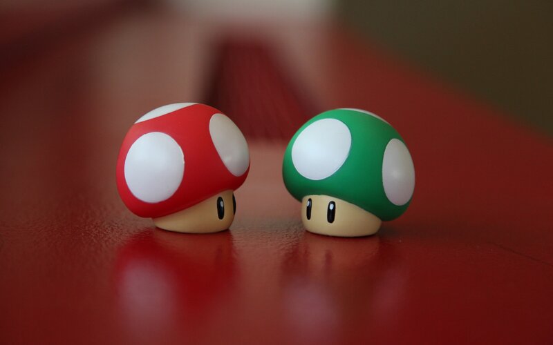 Mario mushroom figurines