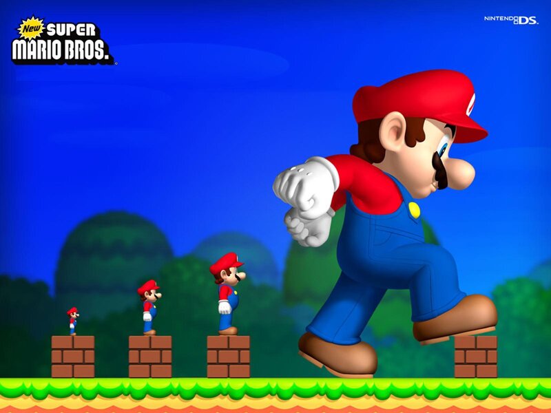 Mario on a brick platform