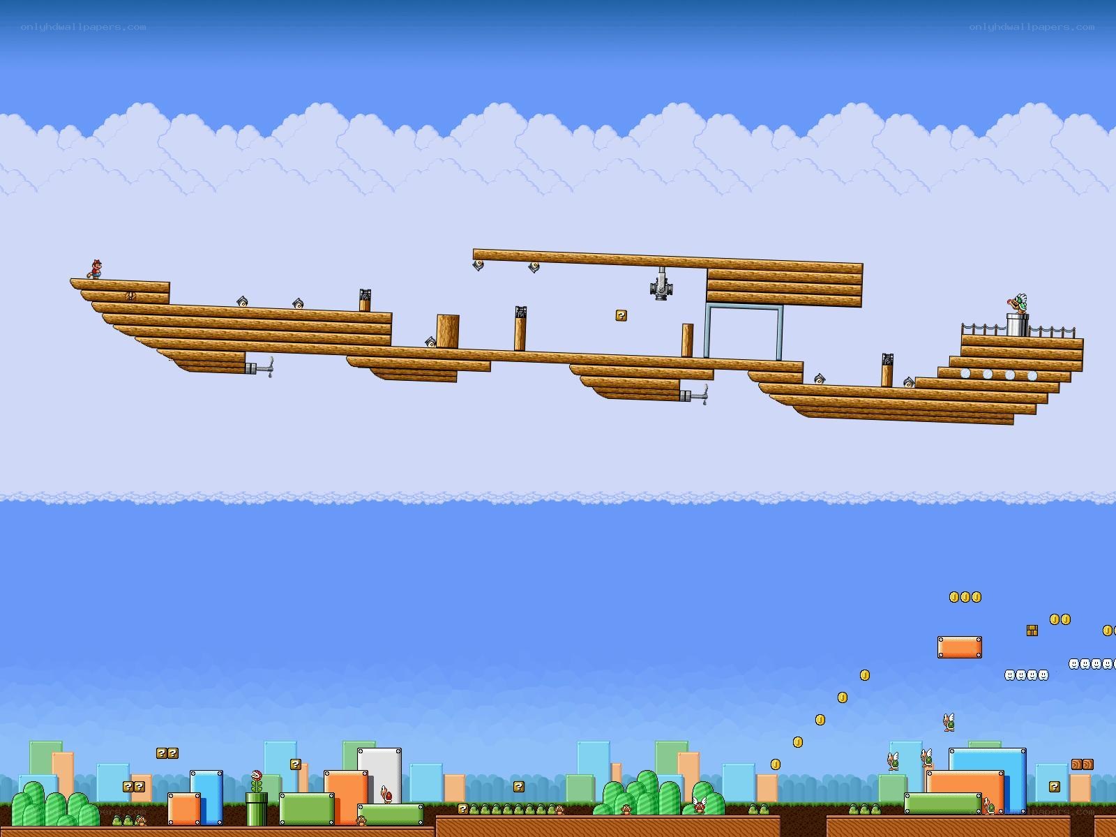 Mario on a wooden ship
