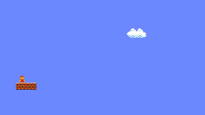 Mario on Brick Platform — Blue, Calm, Morning